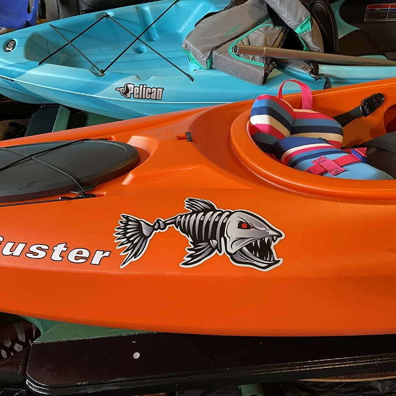 1 زوج الأسماك الهيكل العظمي قارب ملصق مقاوم للماء DIY بها بنفسك كاياك قارب صيد الزورق سيارة شاحنة واقية من الشمس ملصق حائط من الفينيل تعديل ديكور
