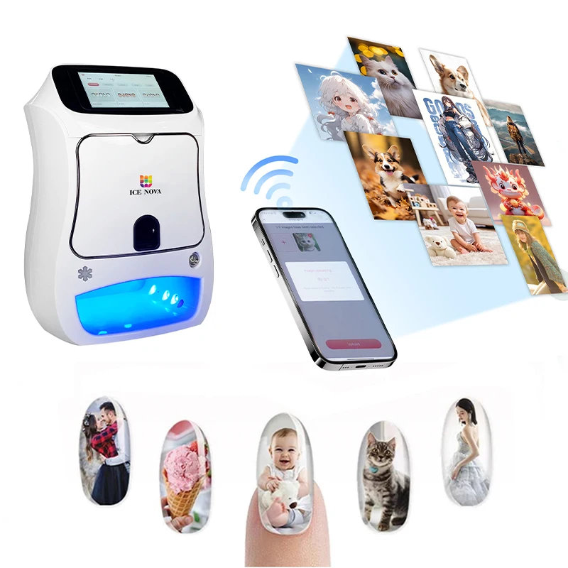 ICE NOVA Automatic Smart 3D Art Nail Printer Portable Nail Art Printers Machine Support WiFi/DIY/USB