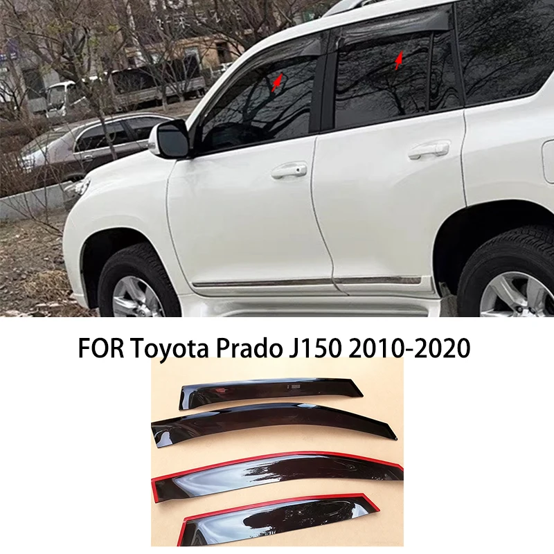 

Автомобильные аксессуары для Toyota Prado J150 2010-2020, черный водонепроницаемый козырек для дверей, окон, вентиляционные шторы, защита от солнца и дождя
