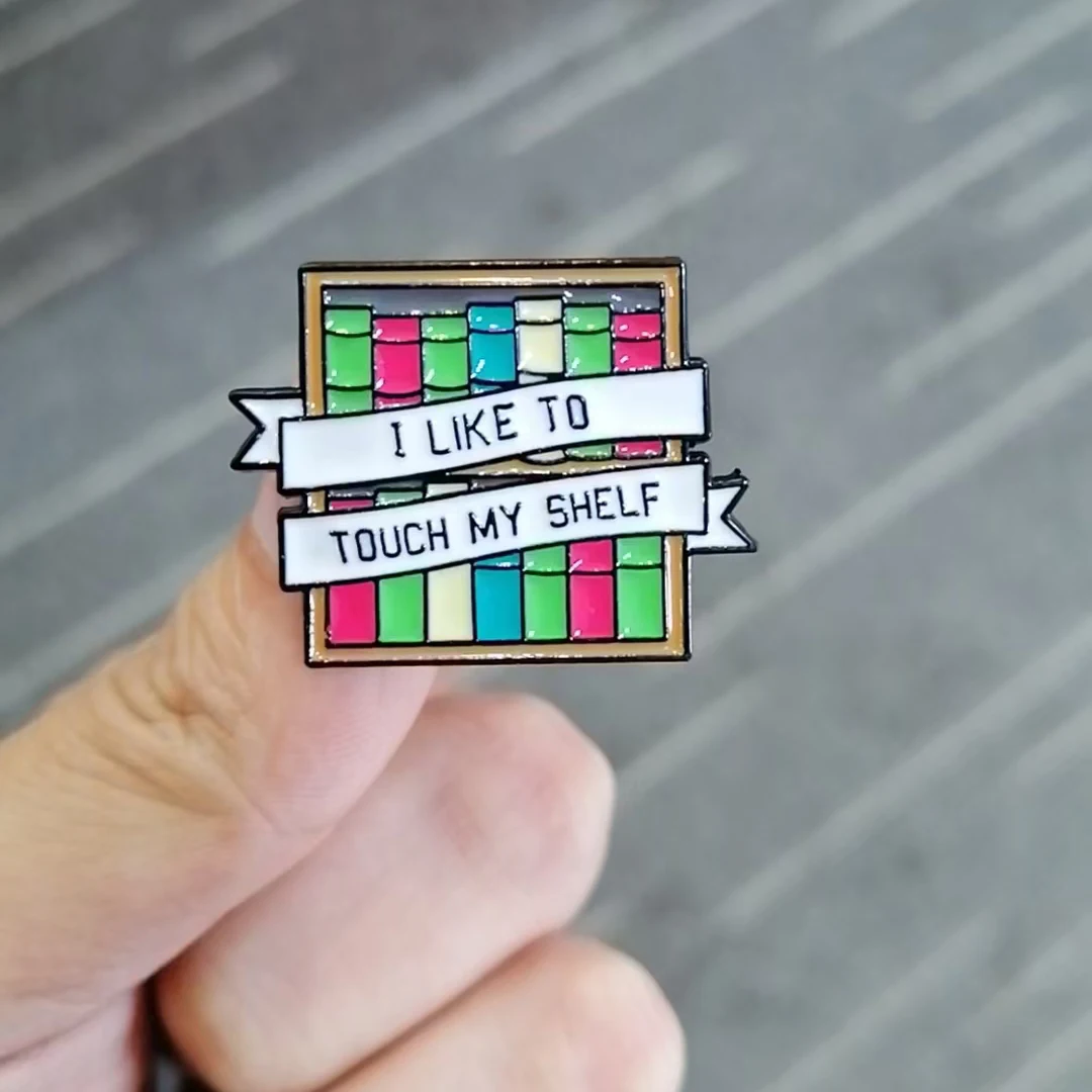 fashion I like to touch my shelf badge lapel pin book lovers brooch