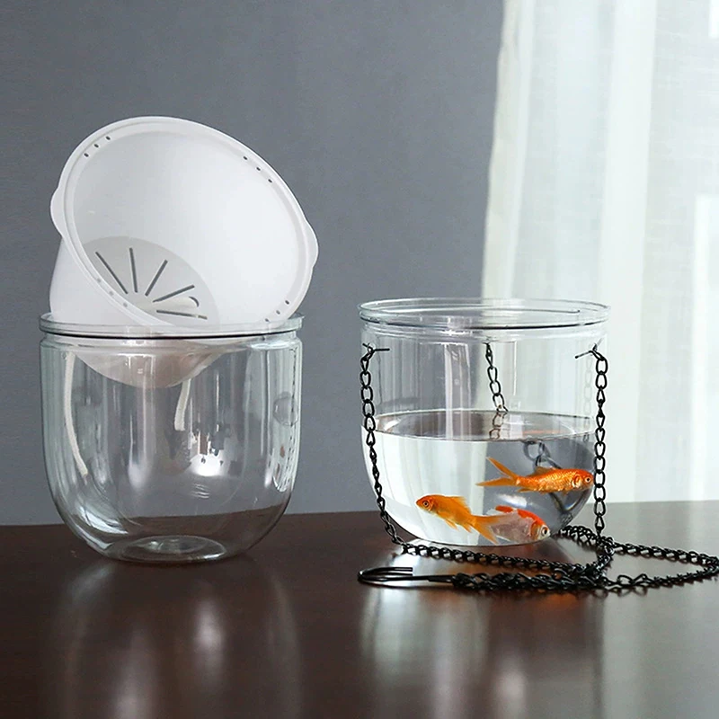 وعاء سلة معلق مزدوج شفاف، وعاء كسول ذاتي الامتصاص يمكن تعليق وعاء النبات #2