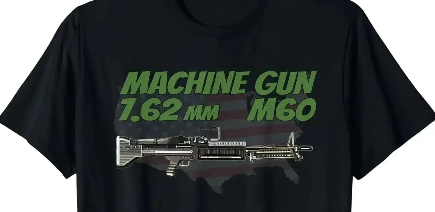 

USA Flag M60 Machine Gun T-Shirt 100% Cotton O-Neck Summer Short Sleeve Casual Mens T-shirt Size S-3XL