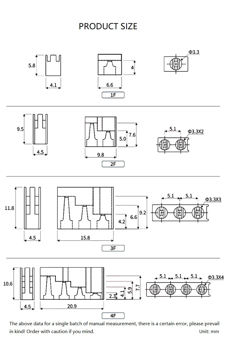 200/500pcs LED Indicator Lamp Holder Single Hole /1/2/3/4 Hole LED Black Square Lamp Holder Spacing Column
