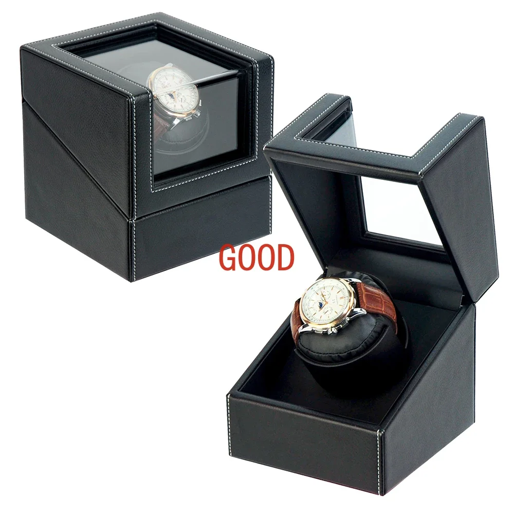 Battery Powered Winders Cross Pattern Leather Triple Watch Rotation Box