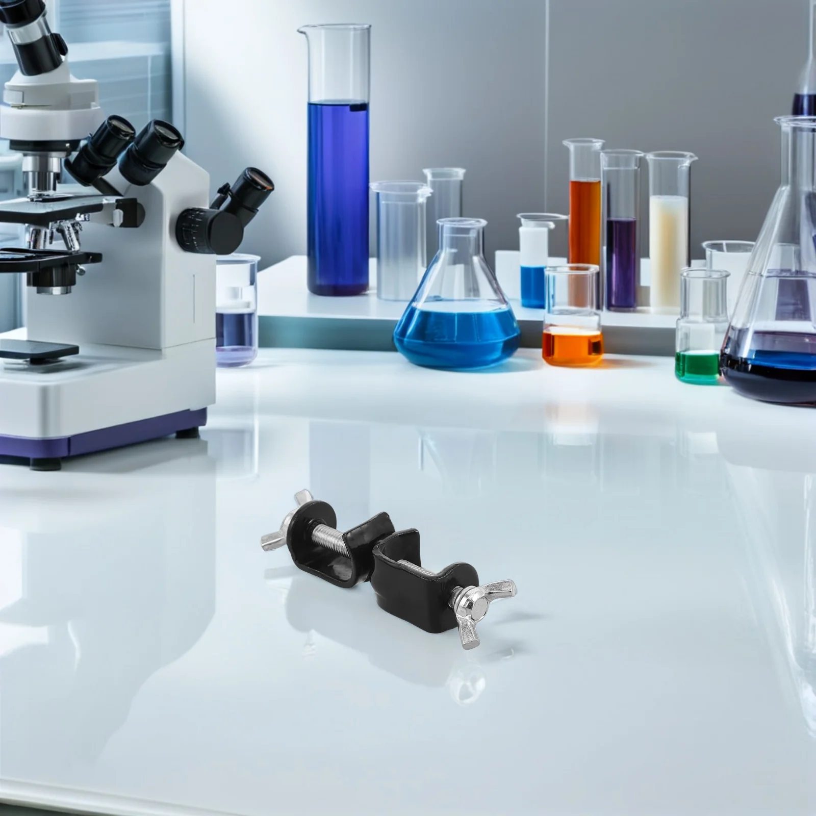 4Pcs Laboratory Adjustable Lab Cross Clamp Double-Threaded Iron Stand Clamp Holder for Chemistry Lab Glassware Experimental