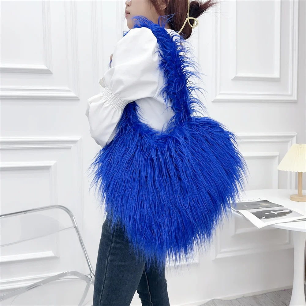 

Faux Wool Fur Crossbody Bags For Women Ladies Luxury Designer Bag Tote Handbag Female Large Capacity Travel Plush Shoulder Bag