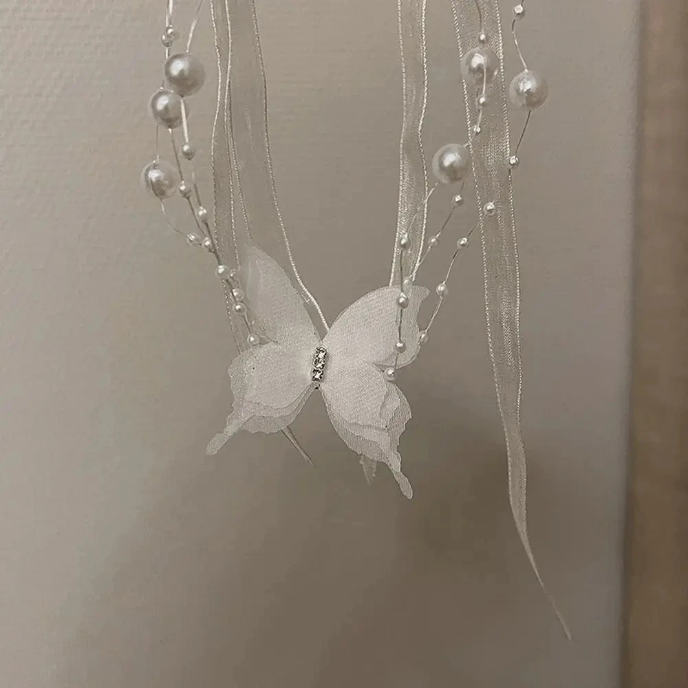 Fashion Temperament Ribbon Butterfly Choker Elegant Vintage Girl Ribbon Choker Butterfly Neck Accessory Women