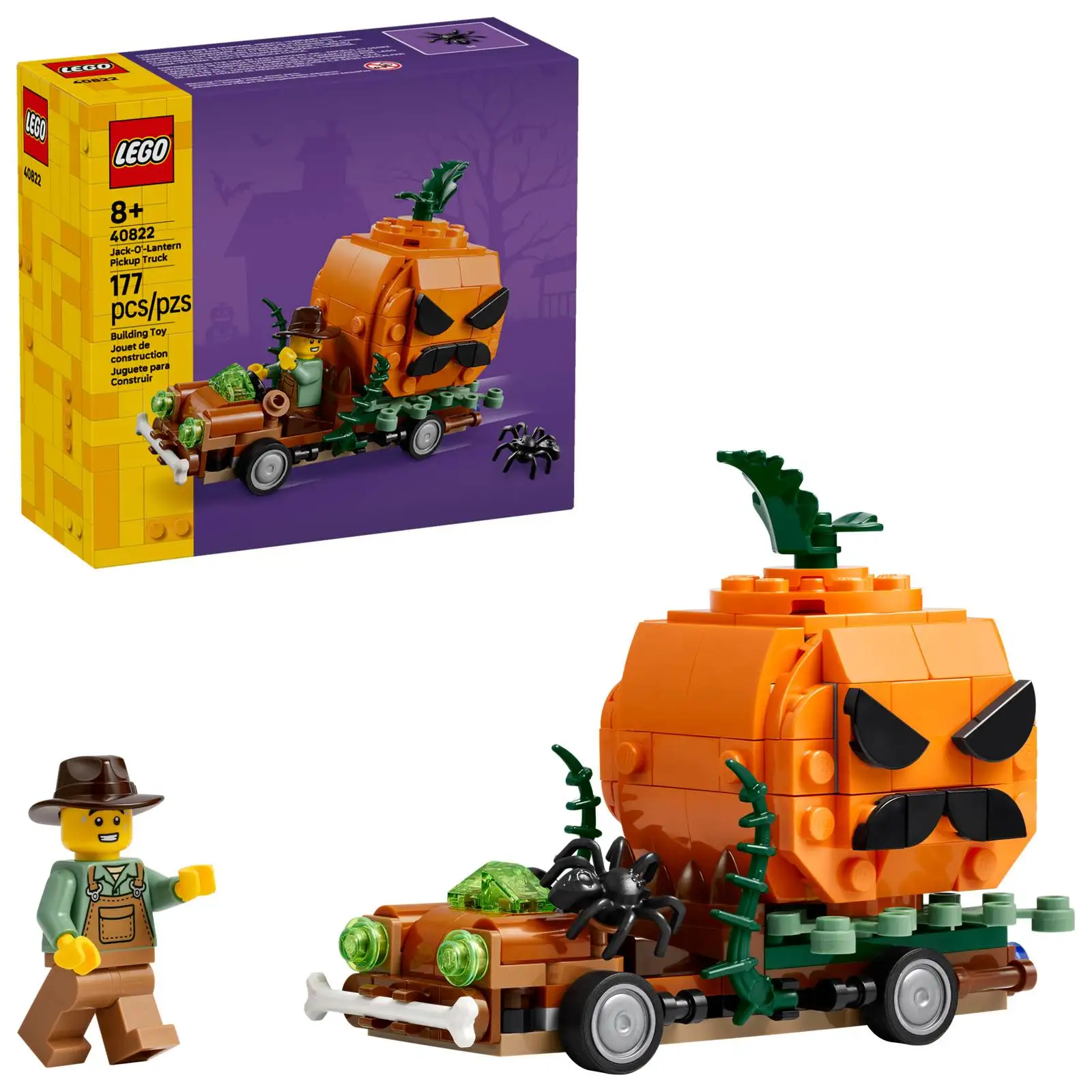 

LEGO ® Игрушечный пикап Jack-O'-Lantern на Хэллоуин (40822) для мальчиков и девочек в возрасте 8 лет, подарок на день рождения, 177 шт.