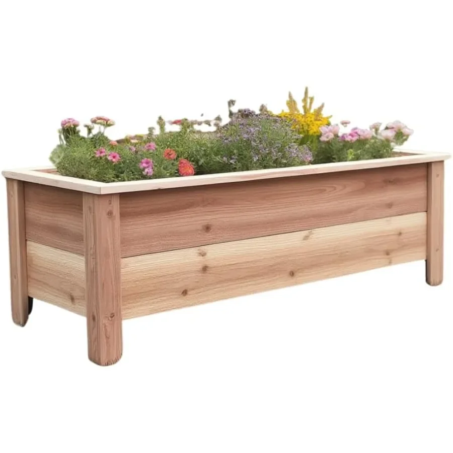 

Handmade Custom Heavy Duty Rectangular Raised Cedar Wood Garden Planter Box 46" 36" 24" Indoor/Outdoor Farmhouse Style for Flow