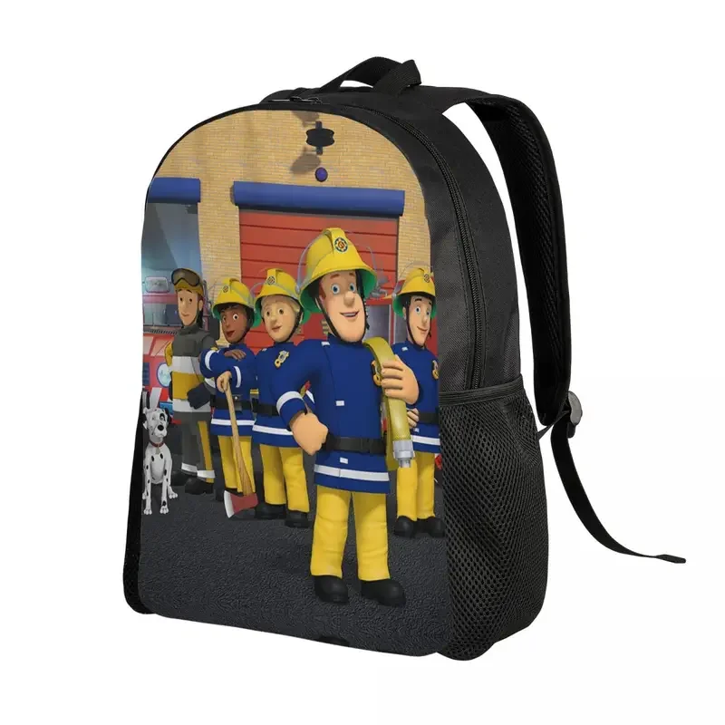 Customized Fireman Sam Backpacks for Men Women School College Students Bookbag Fits 15 Inch Laptop Bags