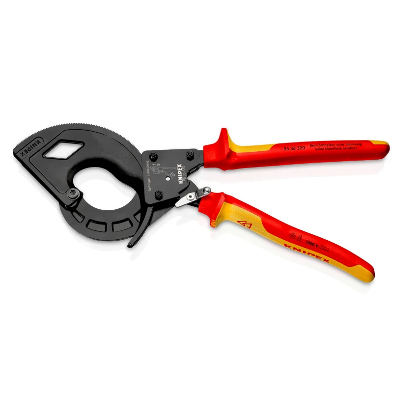 KNIPEK 95 36 320 Cable Cutter Three Stage Drive Ratchet Cable Cutter With 1000V Insulated Handle No Battery Required