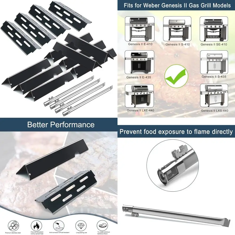 

Weber Genesis II E-410/S-410 & LX E-440/S-440 Porcelain Steel Flavorizer Bars, Heat Deflectors, Grill Burners (66030, 7+ES/410,