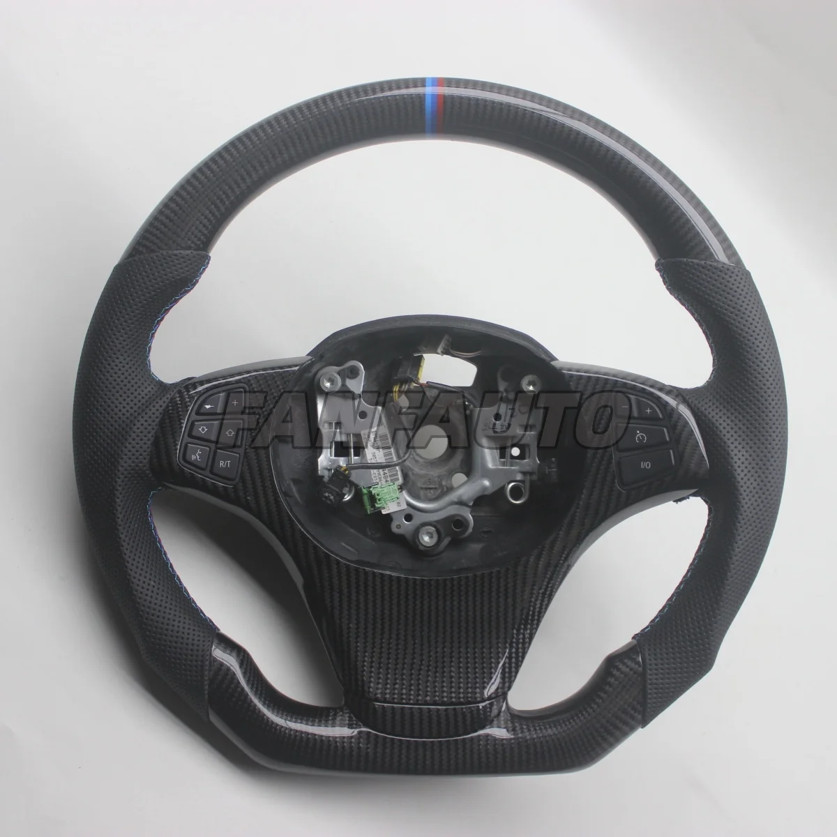 Volante de fibra de carbono real de substituição em forma de D personalizado para BMW X3 E83 X5 E53