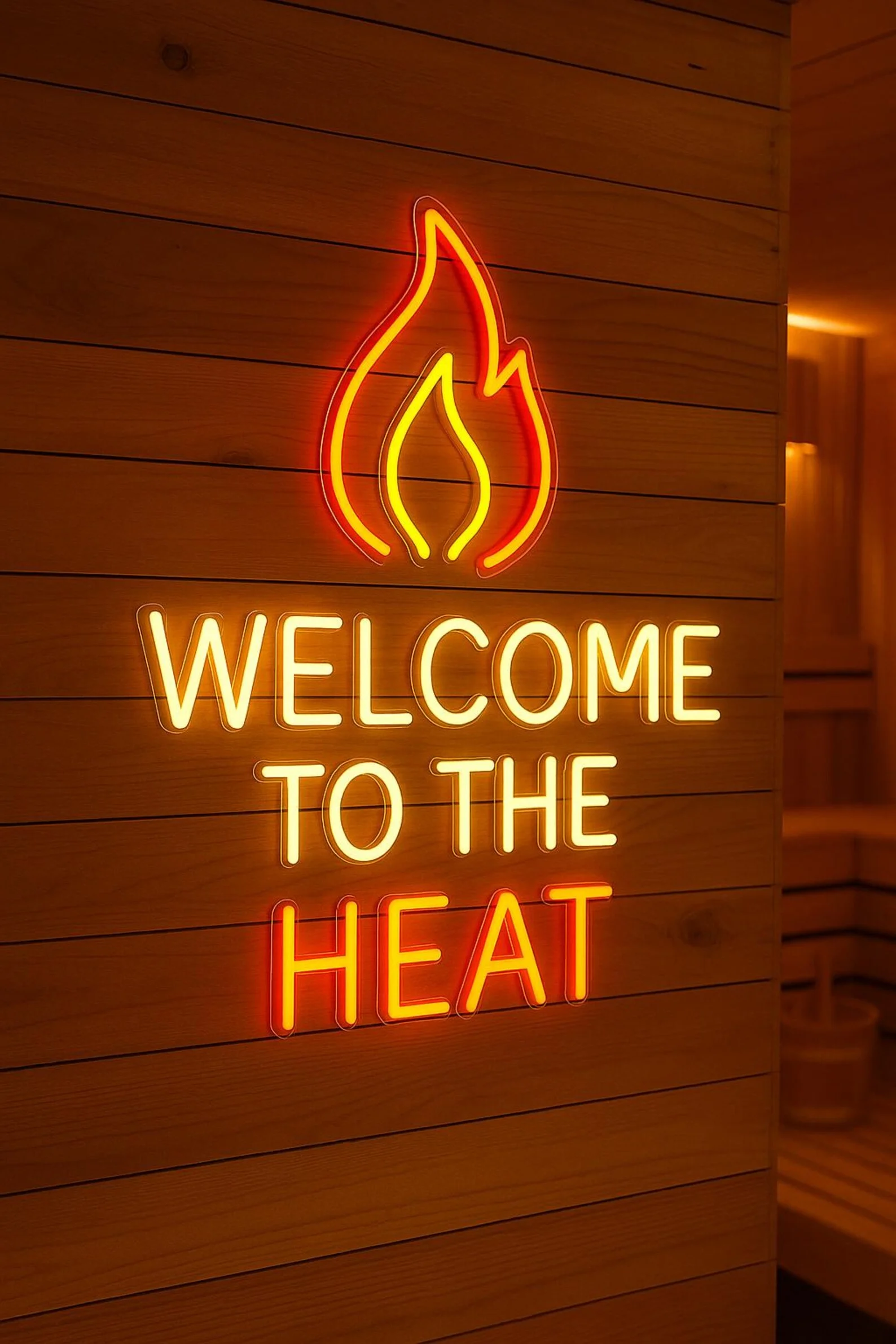 

Sauna Neon Sign,Welcome to the Heat, Sauna Time Neon Decor, Bath Broom, Palm Tree Led Decor