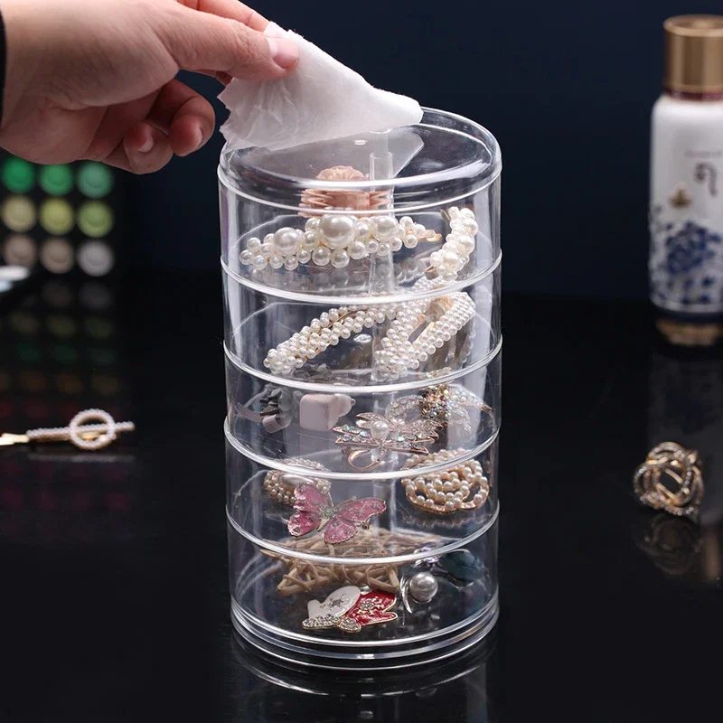 Fashion large capacity Jewelry Storage Rack Multi layer Clear Rotating Display Stand Women Product Display Shelf