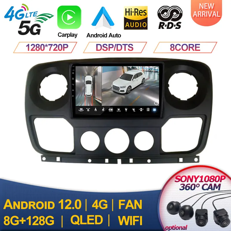 For Renault Master Nissan NV400 Opel Movano 2010 - 2021 Android 13 Car Multimedia Player WIFI 4G GPS Navigation Carplay 2 Din