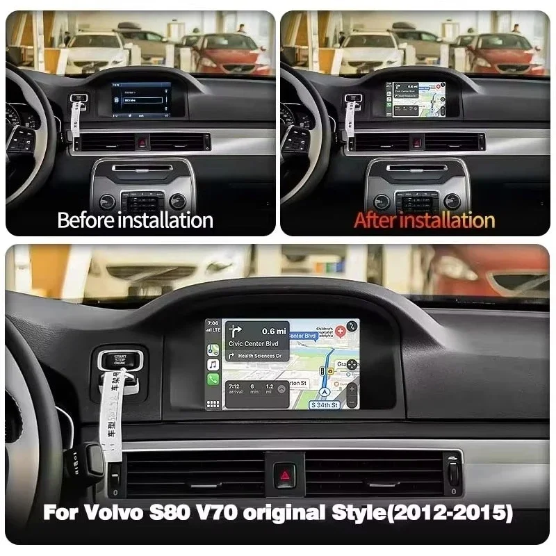 Android 14 Carplay Multimedia Player Original Car Style Screen for S80 V70 XC70 2012-2015 DSP Stereo Bluetooth