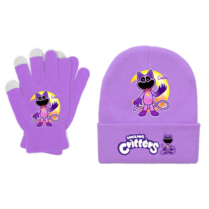 ชุดหมวกถักไหมพรมและถุงมือลายสัตว์น่ารัก สไตล์การ์ตูน สำหรับเด็กชายและเด็กหญิง หมวกไหมพรมแฟชั่นอนิเมะ ถุงมือเด็ก อุปกรณ์กันหนาวสำหรับเด็ก ของขวัญคริสต์มาส