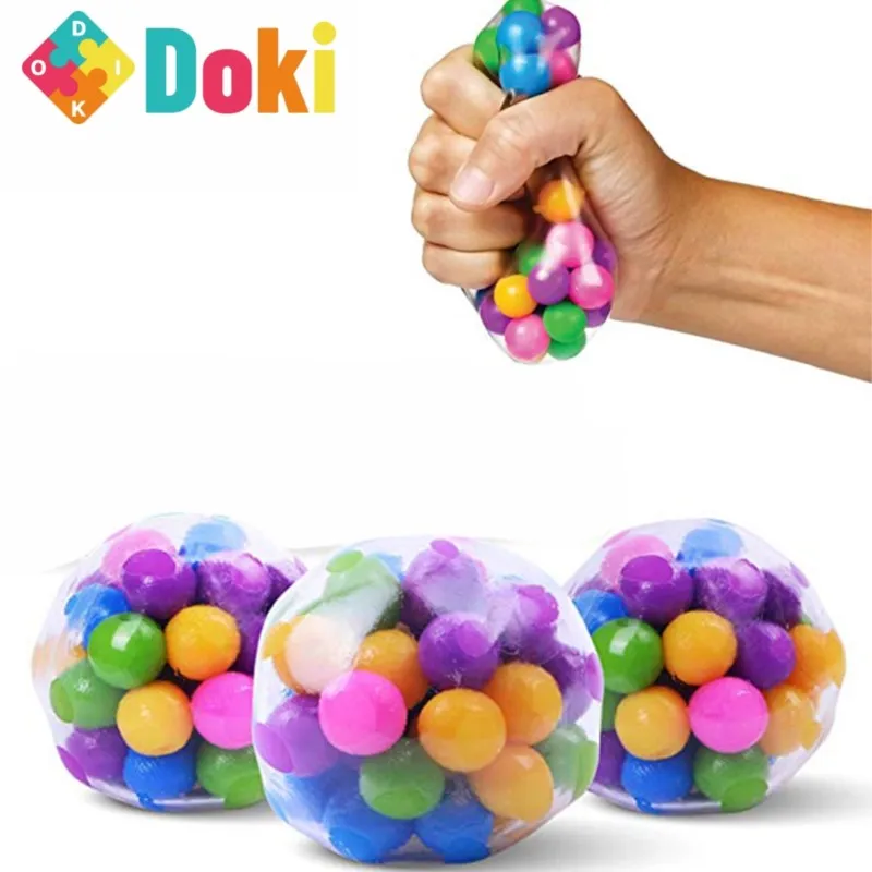 DokiToy 3pcs Clear Stress Balls Colorful Ball Mood Squeeze Autism Relief Healthy Toy Funny Gadget Children Gift hot sale 2024