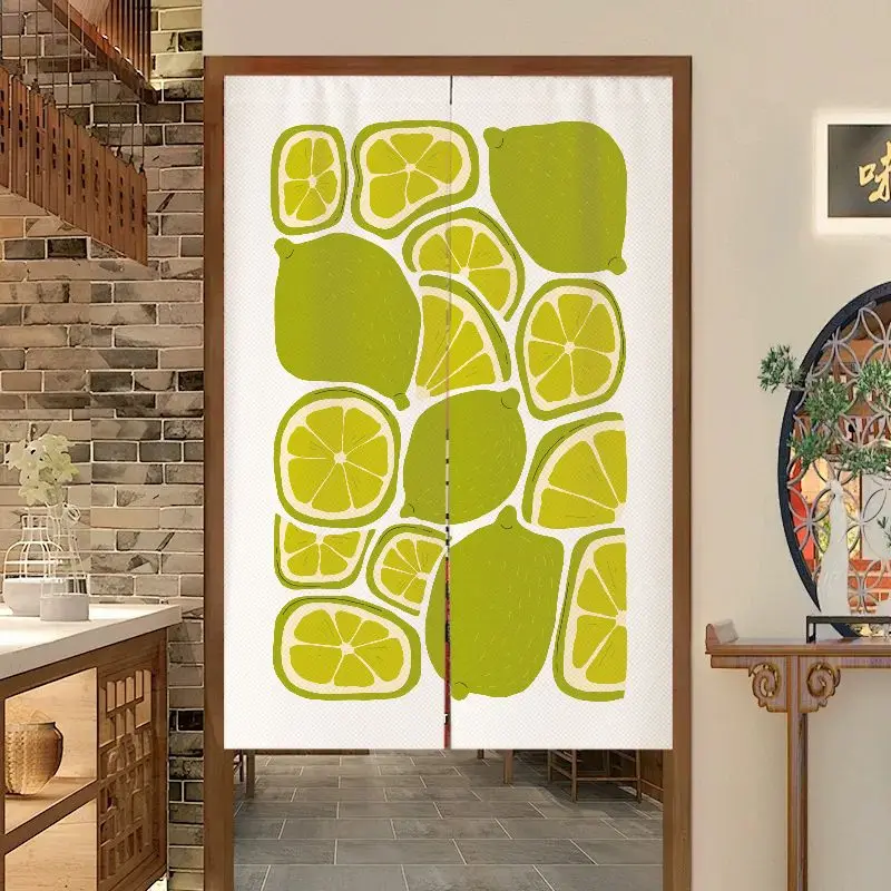 VIKAMA Abstract Fruit Japanese Door Curtains Kitchen Entrance Simple Partition Curtains Home Decor