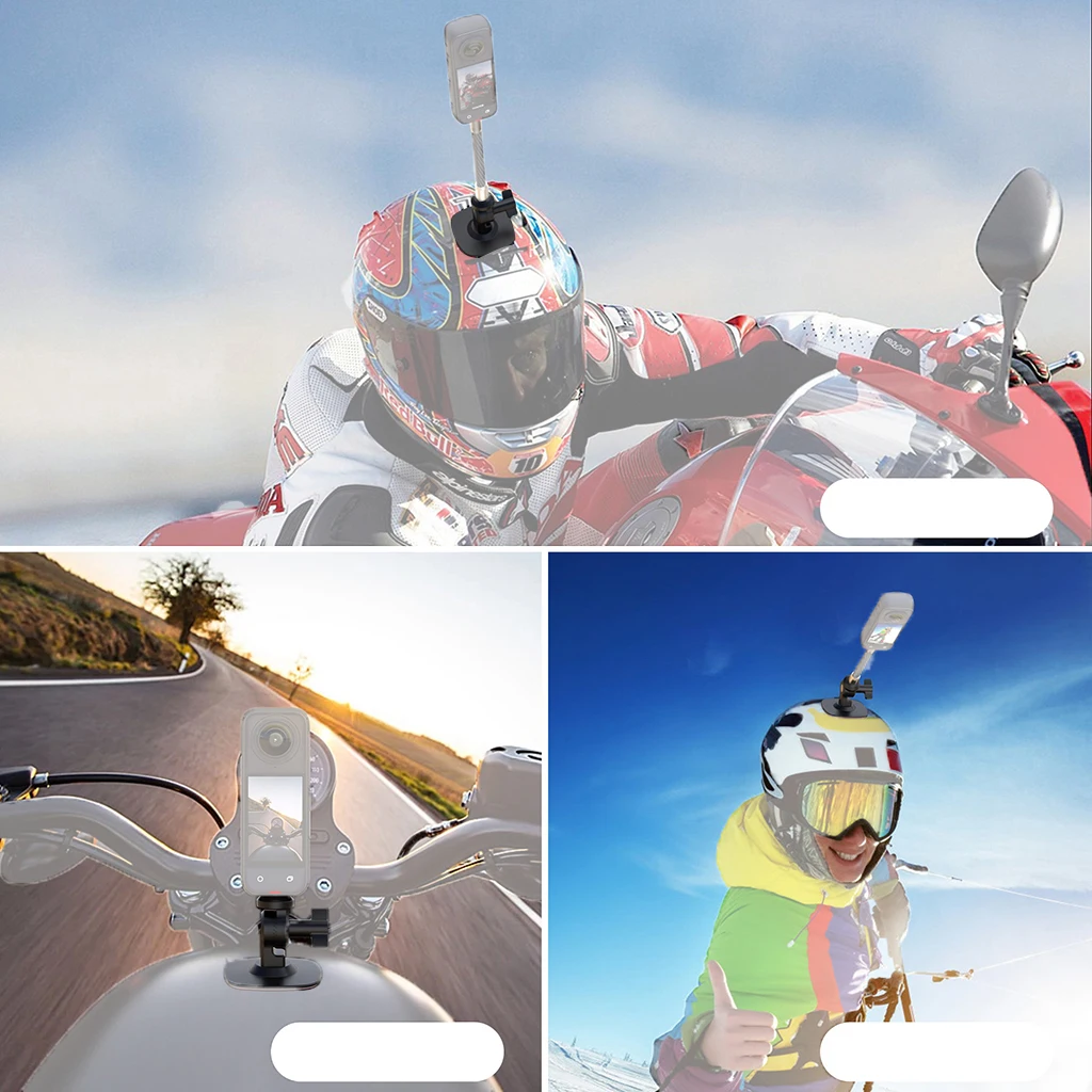 180 ° Rotation Flexible Adaptive Feste Basis Für Insta360 X3 X4 für Gopro Hero Action Kamera Motorrad Helm Gebogene Flache Halterungen – Detail 7