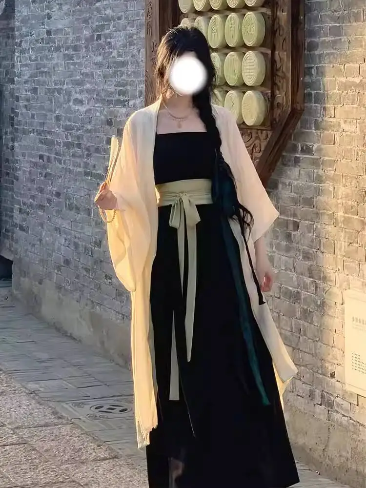 

New Chinese Style National Style Han Elements Hanfu Women Song System Suit Coat Skirt Song Pants Daily Summer Fiesta Carnival