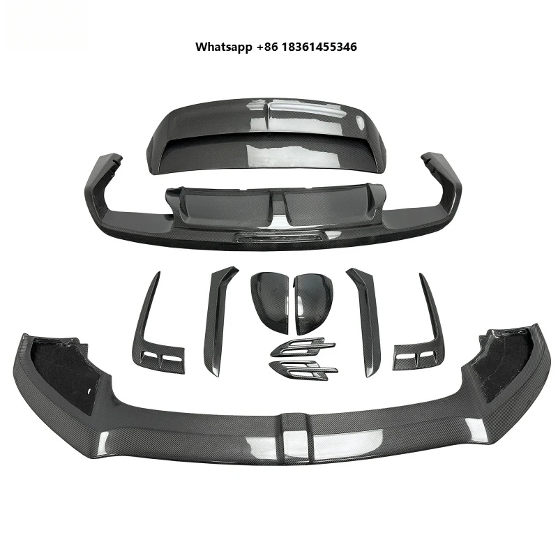 

Premium Car Accessories W12 Style Carbon Fiber Body Kit 2016-2018 Front Diffuser Lip Rear Spoiler Win Durable