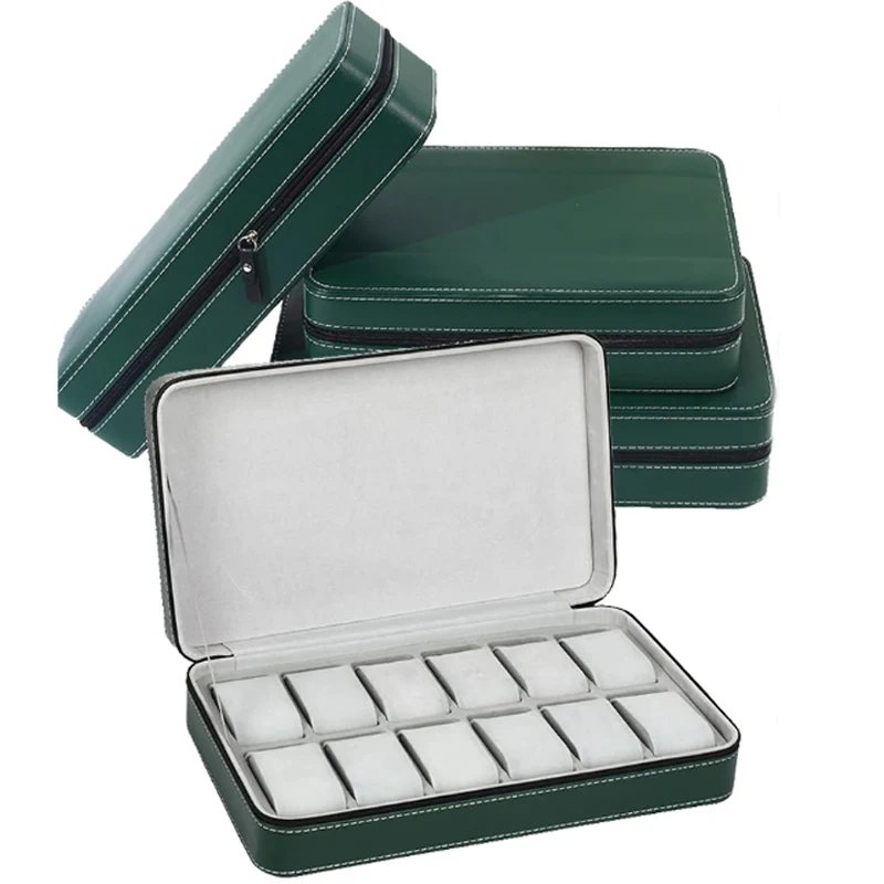 

Коробка для часов Портативный дорожный чехол для хранения из искусственной кожи на молнии Коробка для демонстрации часов для деловых поездок и рождественских подарков