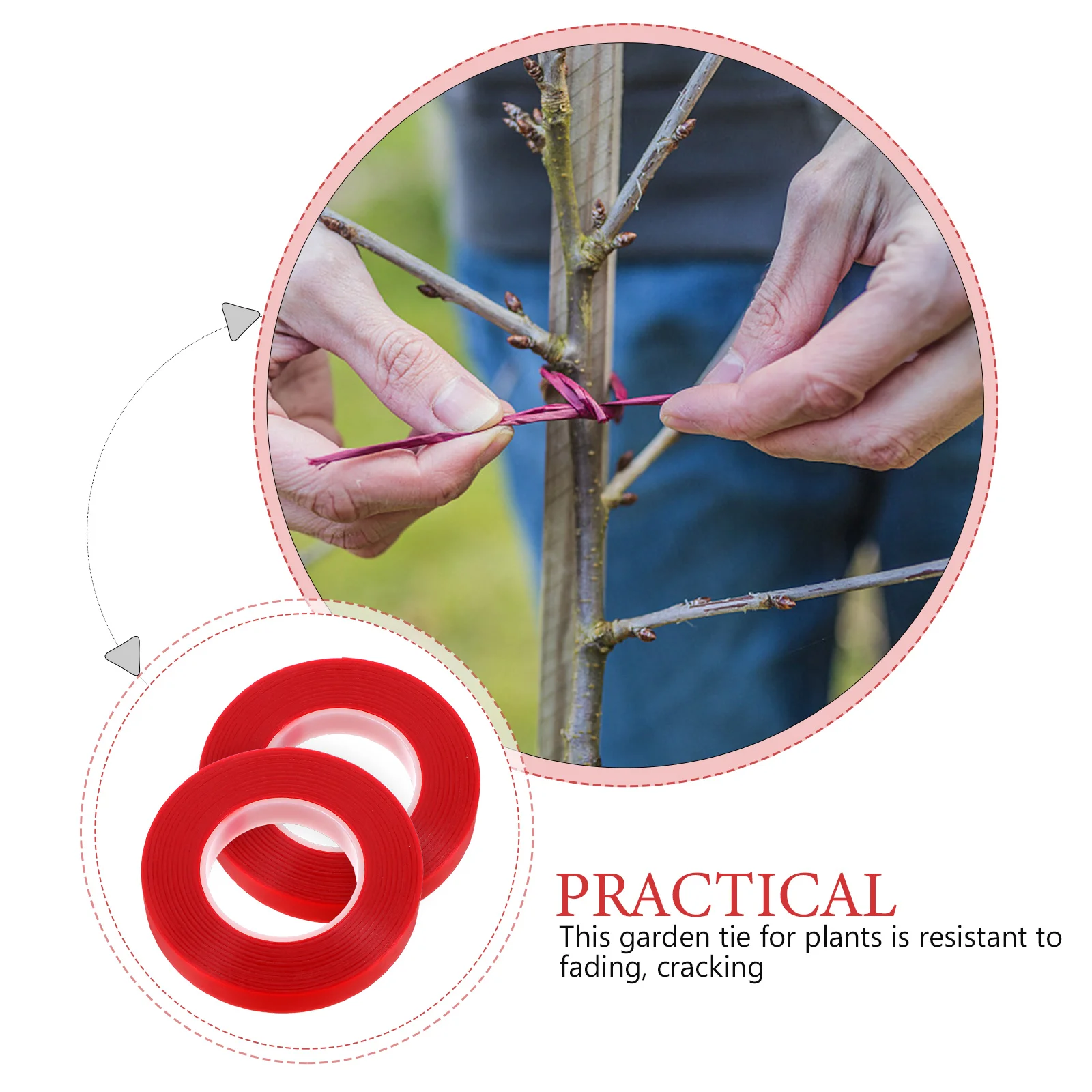 

2 Rolls Red Lapper Tape Garden Ties for Plants Climbing Fixing Binding Straps Gardening Tapes Plant Typing Tools Accessories