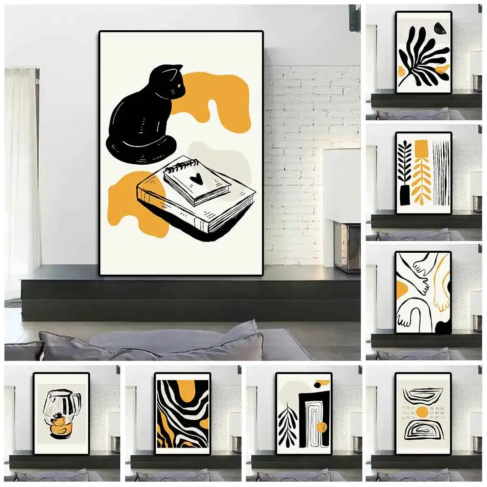 Retro, Wall Art, Portrait Line Drawing, Abstract Vase, HD Canvas Print Poster, Home Living Room Room Decoration Painting