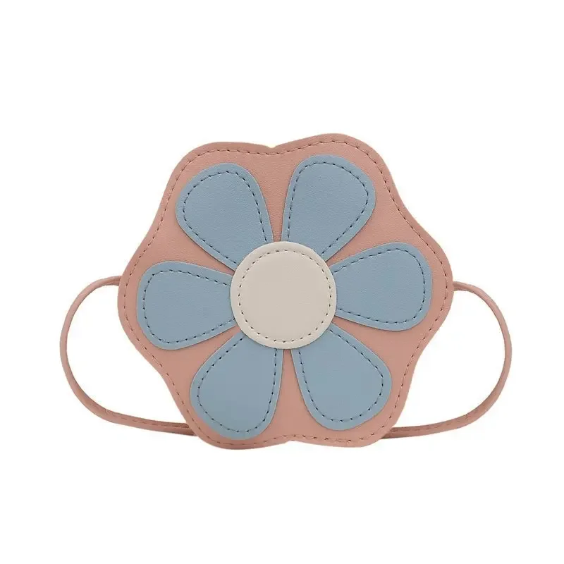 Sacos Crossbody de couro PU para bebês meninas Bolsa de flores Bolsas de ombro para crianças Carteira pequena dos desenhos animados Bolsas de moda para crianças