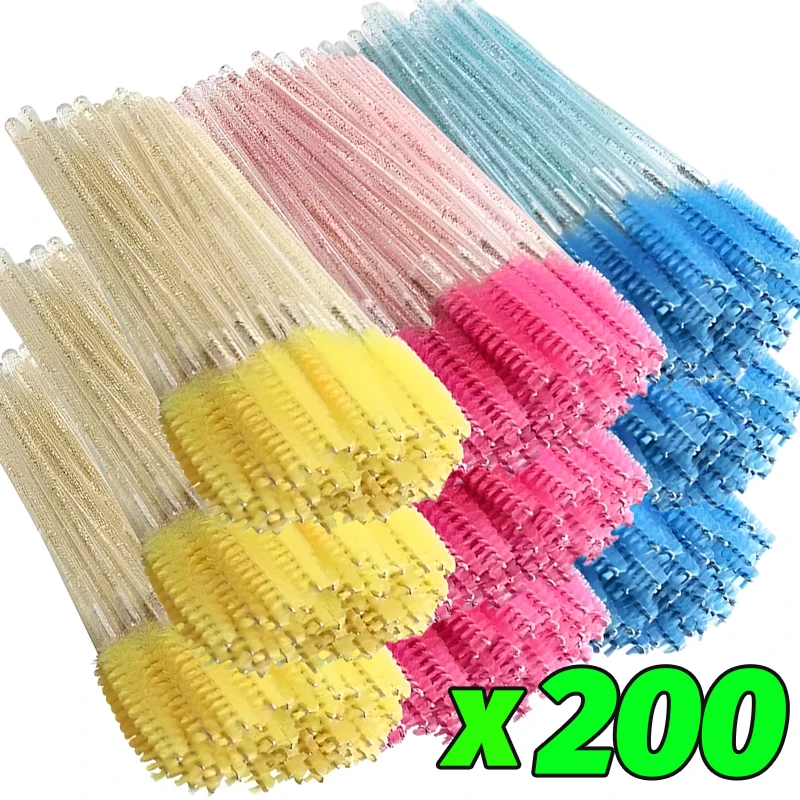 50-200Pcs Disposable Crystal Eyelashes Brush Comb Eyebrows Colorful Spiral Mascara Wands Brushes Makeup Beauty Applicators Tools