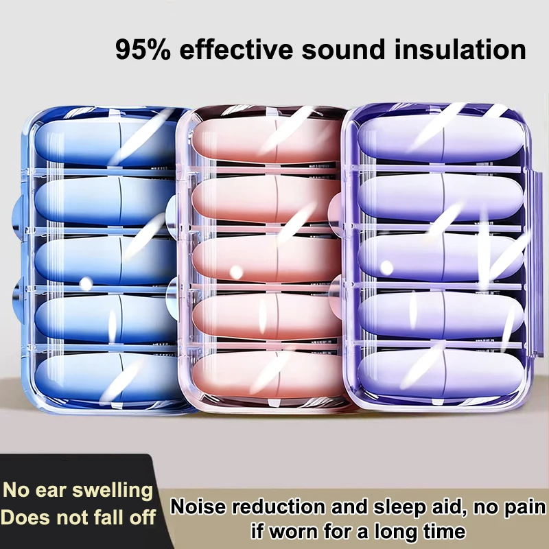 4/10Pcs Sleeping Ear Plugs With Storage Box Anti-Noise Sound Insulation Soft Slow Rebound Earplugs Soundproof Aid Ear Care
