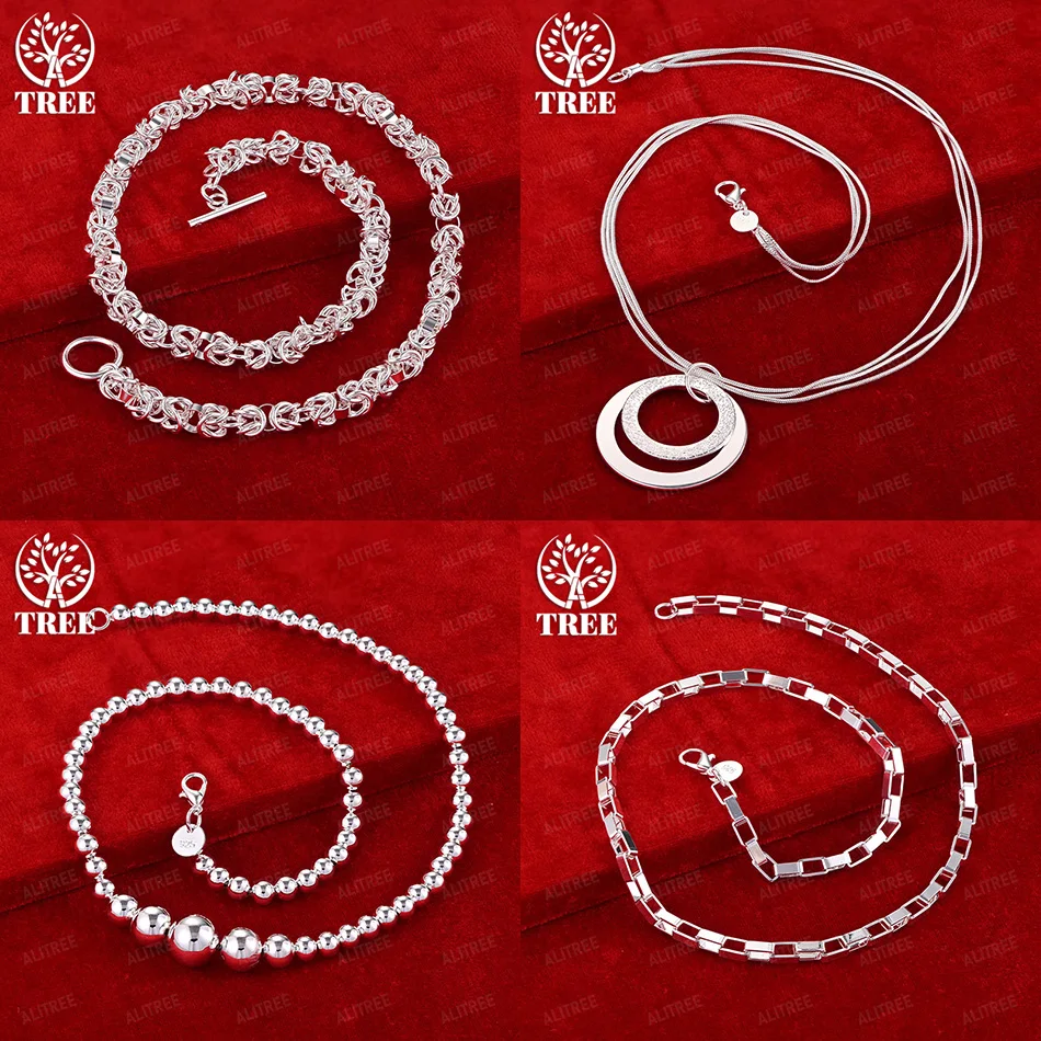 

Fashion 925 Sterling Silver Bead Necklace Box Chain Keel Chain Snake Chain 45cm Necklace Women Party Wedding Birthday Jewelry