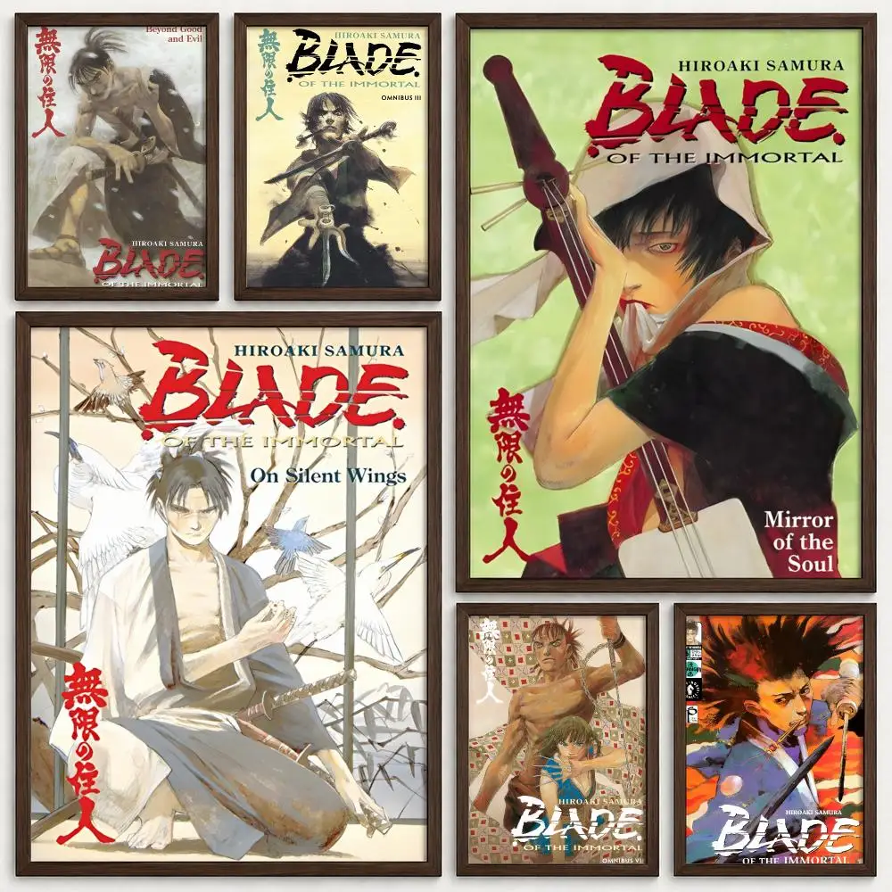 Anime Blade of the Immortal Poster Self‑Adhesive Waterproof PP Poster Coffee House Bar Wall Art Sticker Room Home Decor