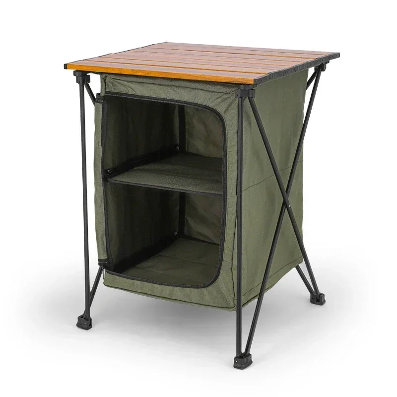 Outdoor Oxford Cloth Cabinets Multi-functional Toolbox Folding Table Double-decker Camping Cabinet Ideal for Barbecue Backyards image 2