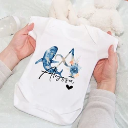 Personalized Baby Jumpsuit  Custom Name Romper for Infant Ocean Animal Print Newborn Bodysuit Toddler Clothes Baby Shower Gift