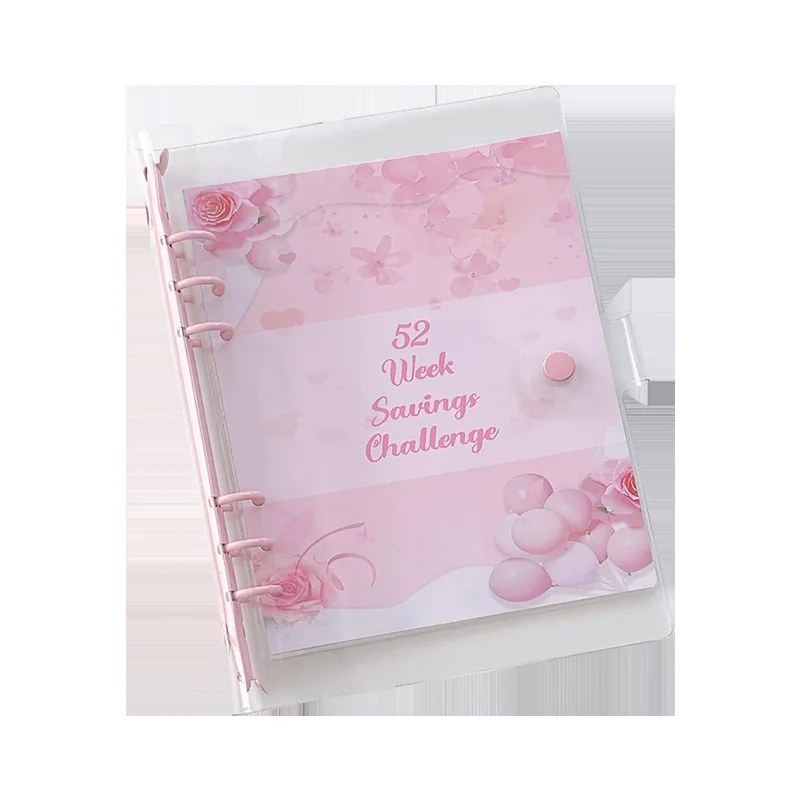 A5 52 Week Savings Challenge Loose Leaf Binder Notebook with 13 Sheet Inner Note Book Journal Planner Office Stationery Supplies