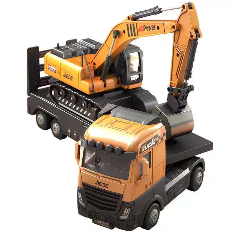 

1:40 Engineering Truck Model Rescue Car Transporter Excavator Bulldozer Crane Mixer Play Construction Collection Toys For Kids