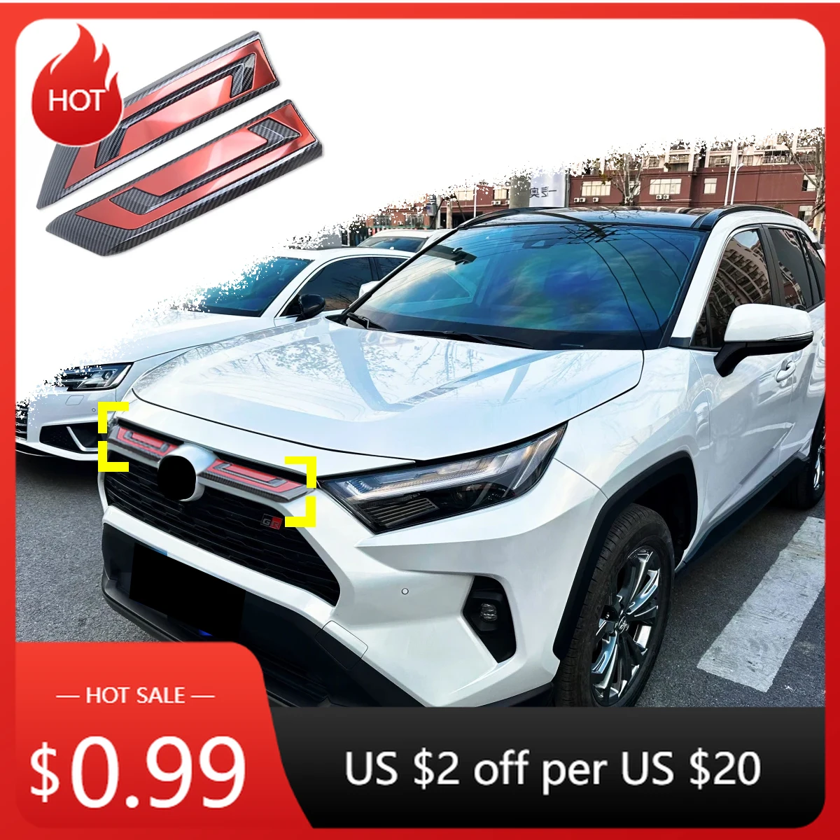 

Для Toyota RAV4 XLE 2019 2020 2021 2022 2023 2024 автомобильный двигатель декоративная полоса кузова решетка украшения аксессуары обвесы комплекты