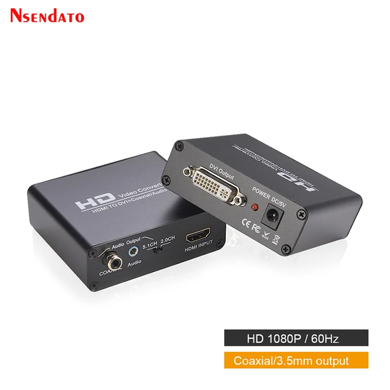 HDMI Male to DVI Female Video Box Adapter Converter HDMI DVI Video adaptor With 3.5mm Coaxial for PS3 XBOX360 Blu-ray DVD HDTV