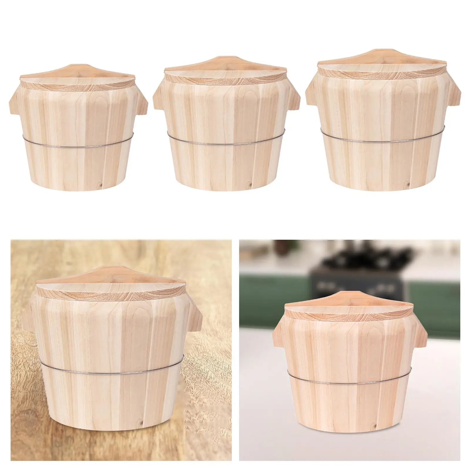 

Wooden Steamed Rice Barrel Sushi Rice Bowl Serving Dishes Rice Home Reusable