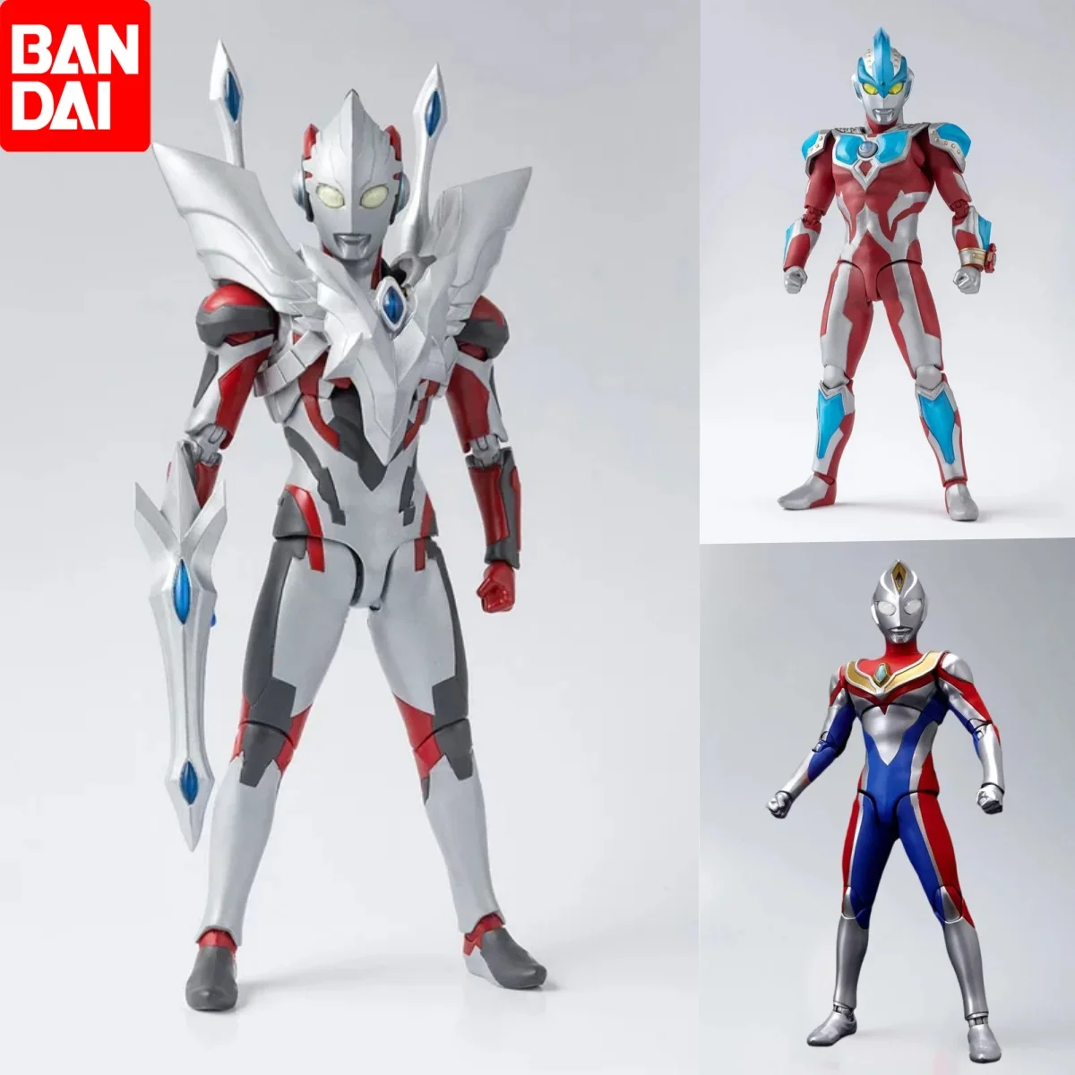 Bandai Shf Ultraman True Bone Carving Tiga Ultimate Shine Terry Zeta Jedd De Cayman Figure Model Toy Collectible Kids Boys Gifts