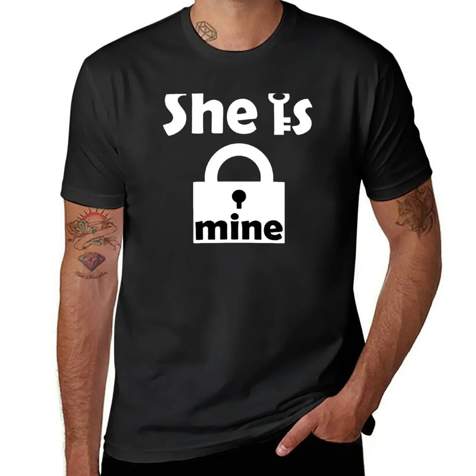 

She is mine-valentine T-Shirt man t shirt graphic shirts Aesthetic clothing summer tops men workout shirt