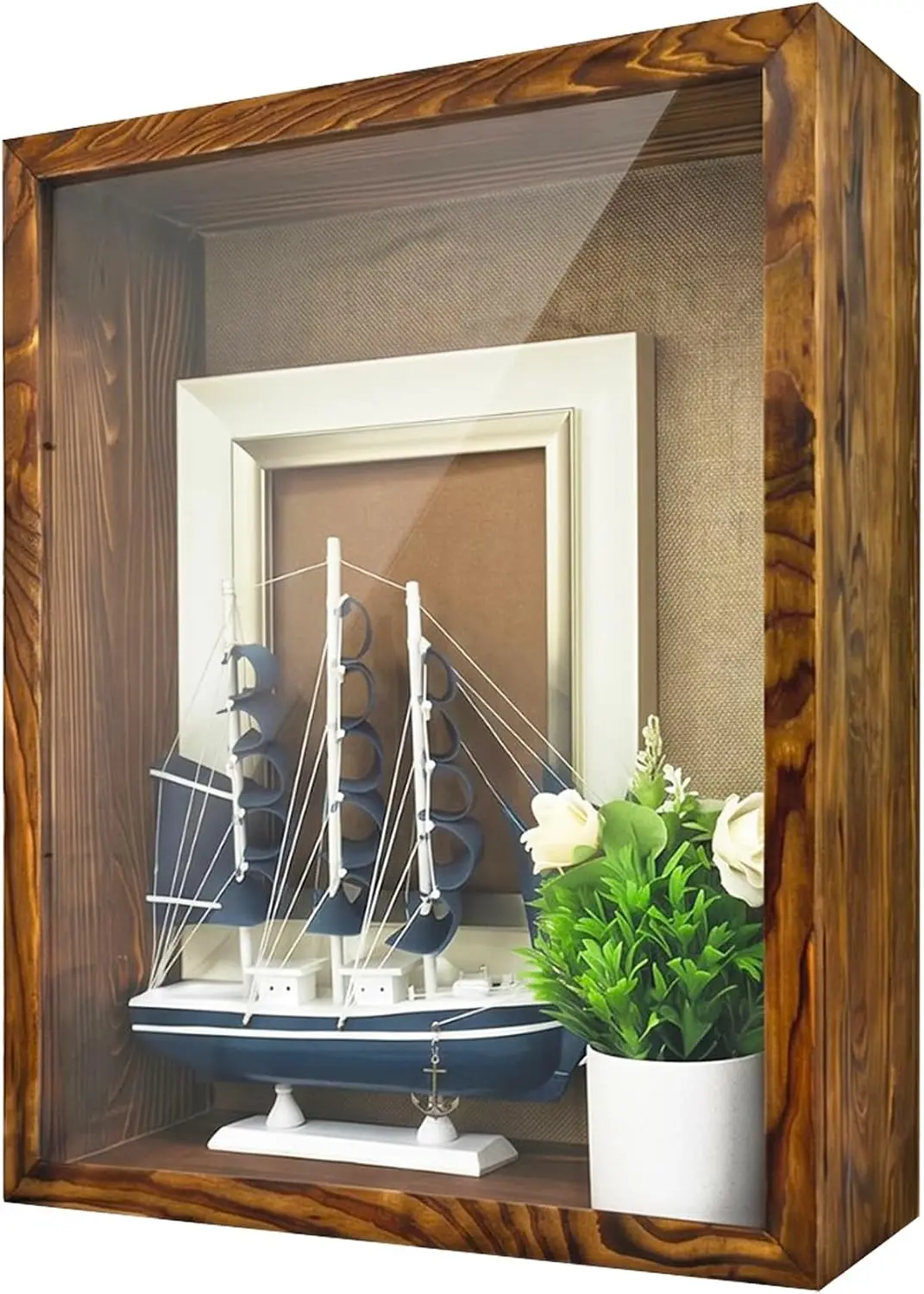 Large Shadow Box 16x20, 6 Inch External Depth Extra Large Shadow Box Frame Natural Wood Big Display Case with Magnetic Door for