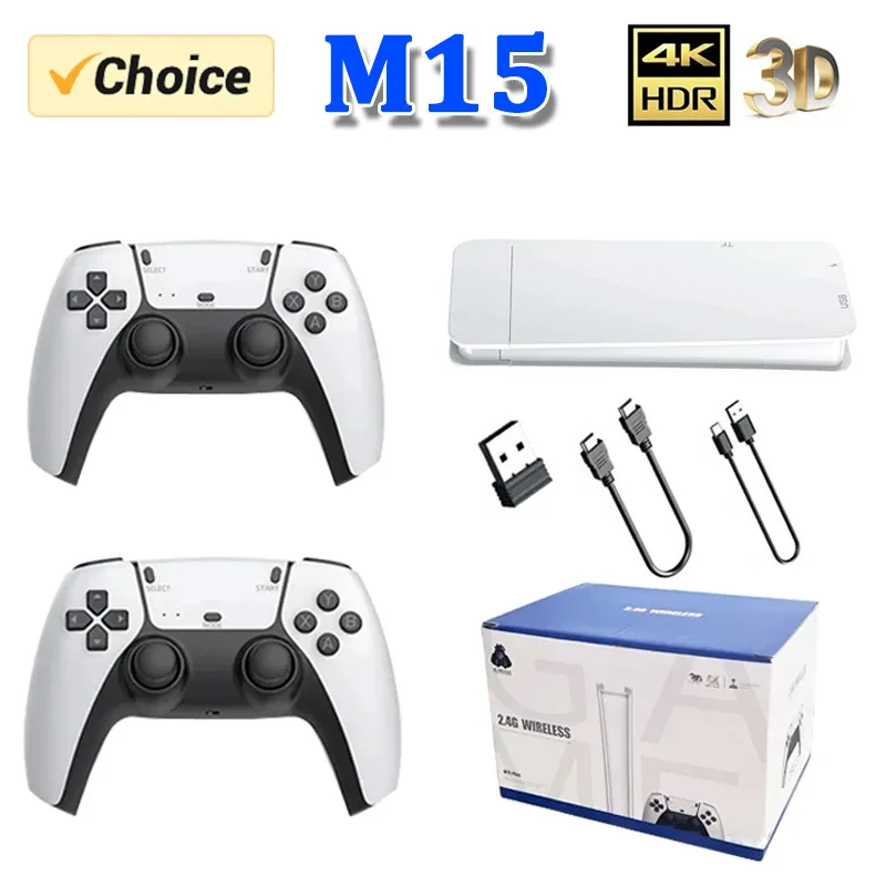 M15 Game Stick Mini TV Handheld Game Console Wireless Gamepads Video Game 64G 20000+ Retro Game HD Output Two-player for PS1 Etc