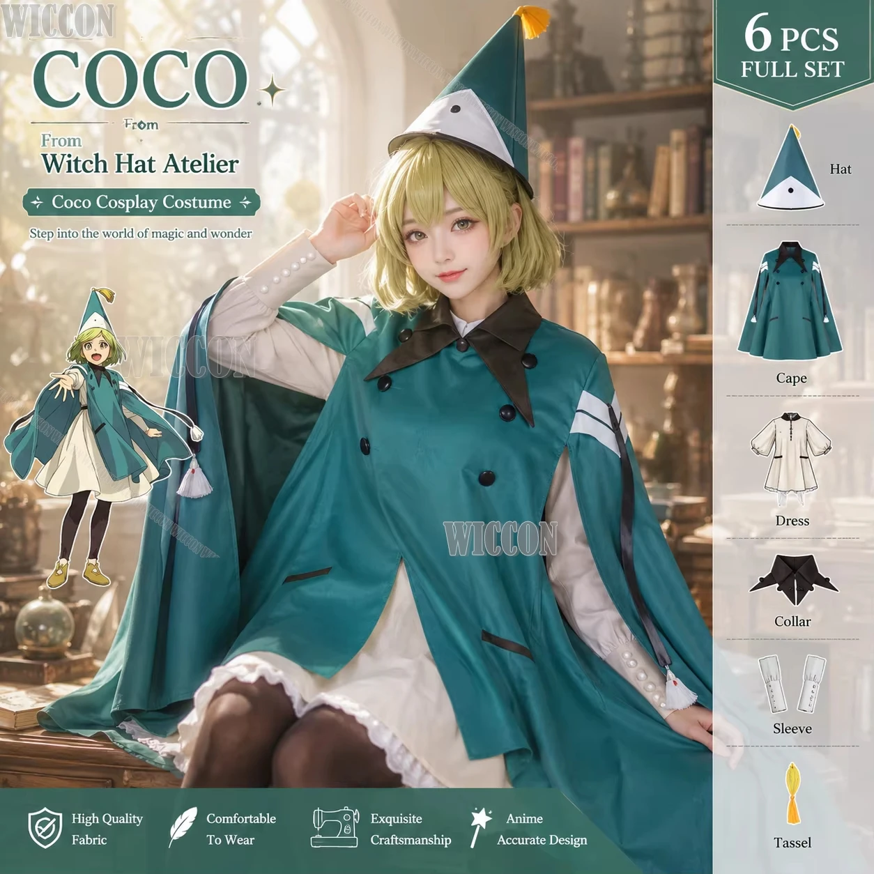 chapeu-de-bruxa-fantasia-de-cosplay-atelier-coco-vestido-medieval-traje-de-anime-tongari-boushi-no-atelier-roupao-richeh-tetia-traje-para-festa-de-halloween