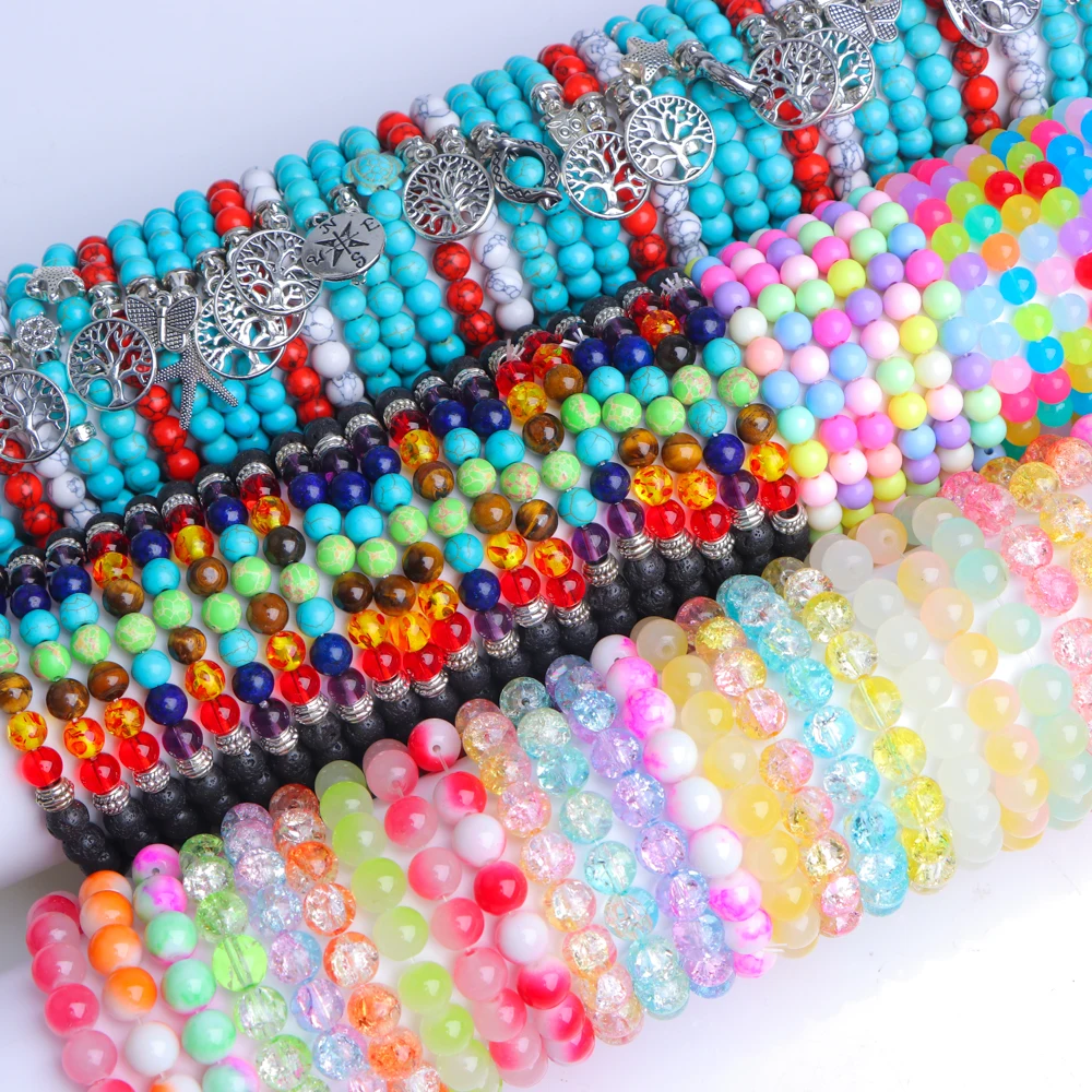 30Pcs/Lot Fashion Leisure Elasticity Adjustable Woven Beaded Bracelet For Women Mix Color Sweet Reiki Energy Jewelry Gifts