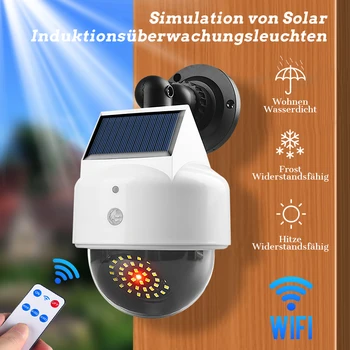 Outdoor Sensor Solar  Lights Remote Control Powered Simulation Monitoring Wall Lamp Fake Security Camera for Porch Garden Patio 1
