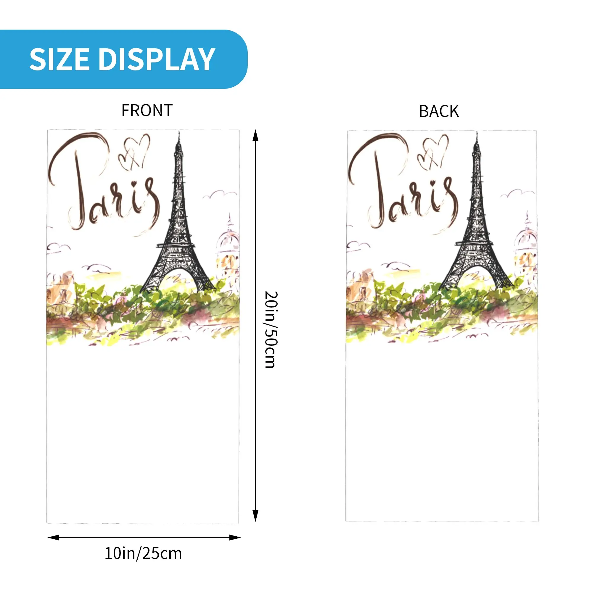 Custom Paris Eiffel Tower Drawing Bandana Neck Gaiter for Ski Running Women Men Wrap Scarf Romantic French Headband Warmer